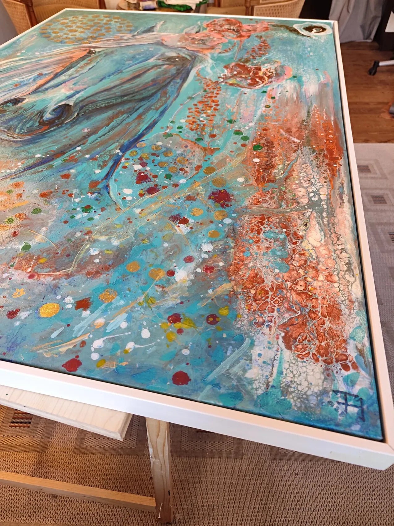 Cheval bleu en fleur